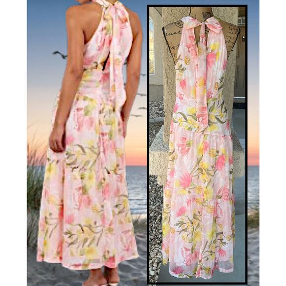 Petal and Pup Acacia Blossom Halter Eden Maxi Dress Size L - Picture 5 of 13